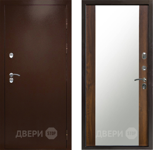 Входная металлическая Дверь Престиж TERMO с терморазрывом Снегирь Медь Зеркало Дуб в Дзержинском