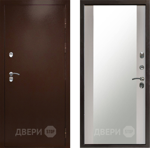 Входная металлическая Дверь Престиж TERMO с терморазрывом Снегирь Медь Зеркало Лиственница белая в Дзержинском