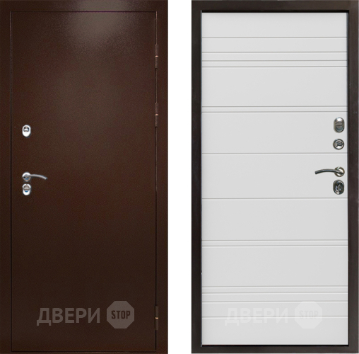 Входная металлическая Дверь Престиж TERMO с терморазрывом Снегирь Медь Line Белый в Дзержинском