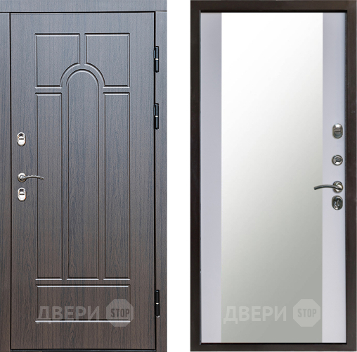 Входная металлическая Дверь Престиж TERMO с терморазрывом Арка Зеркало Белый софт в Дзержинском
