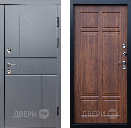 Входная металлическая Дверь Престиж TERMO с терморазрывом Горизонт Грэй Премиум Орех темный в Дзержинском