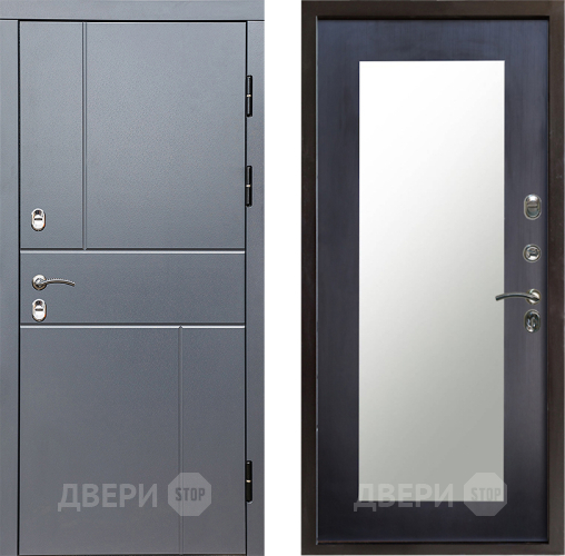 Входная металлическая Дверь Престиж TERMO с терморазрывом Горизонт Грэй Зеркало пастораль Венге в Дзержинском
