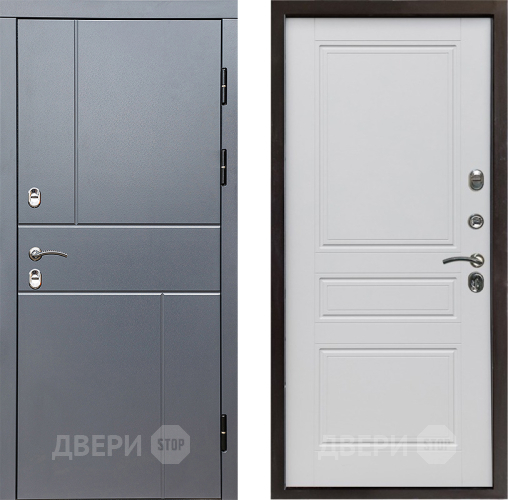 Входная металлическая Дверь Престиж TERMO с терморазрывом Горизонт Грэй Классика Белый матовый в Дзержинском