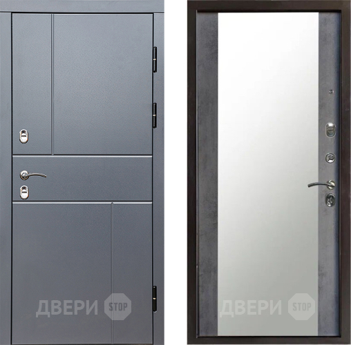 Входная металлическая Дверь Престиж TERMO с терморазрывом Горизонт Грэй Зеркало Бетон темный в Дзержинском