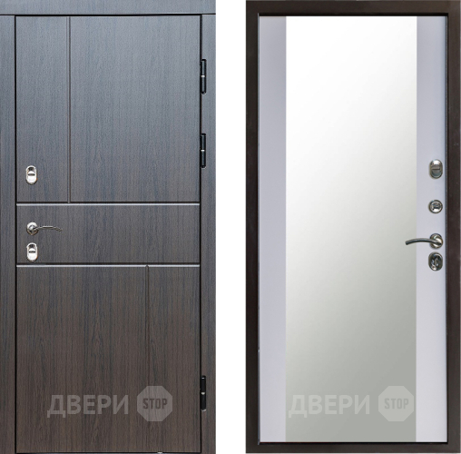 Входная металлическая Дверь Престиж TERMO с терморазрывом Горизонт Венге Зеркало Белый софт в Дзержинском