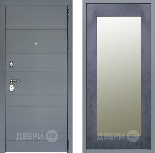 Дверь Заводские двери Лира Софт графит Зеркало Модерн Бетон темный в Дзержинском
