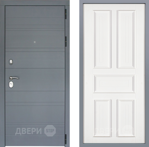 Дверь Заводские двери Лира Софт графит Уругвай Белый софт в Дзержинском