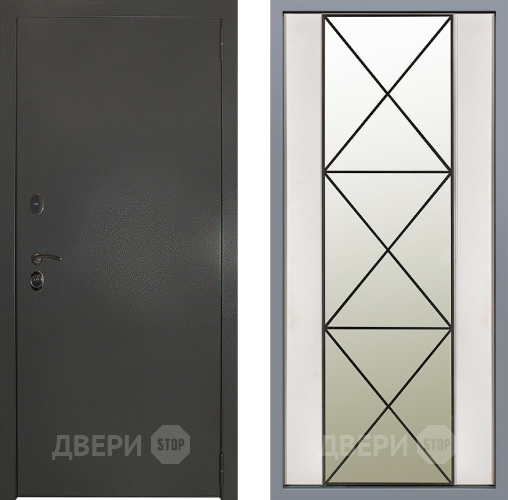 Дверь Заводские двери Эталон 3к антик серебро Зеркало Перфекто Структурное дерево в Дзержинском