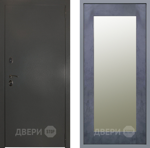 Дверь Заводские двери Эталон 3к антик серебро Зеркало Модерн Бетон темный в Дзержинском