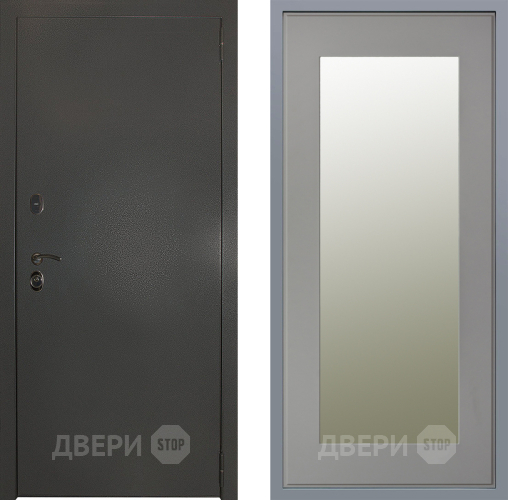 Дверь Заводские двери Эталон 3к антик серебро Зеркало Модерн Грей софт в Дзержинском