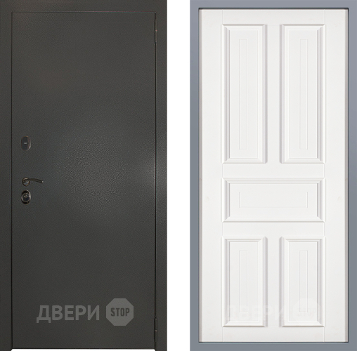 Дверь Заводские двери Эталон 3к антик серебро Уругвай Белый софт в Дзержинском