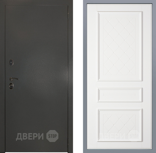 Дверь Заводские двери Эталон 3к антик серебро Урбино Белый софт в Дзержинском