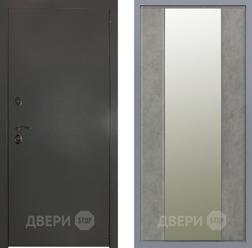Дверь Заводские двери Эталон 3к антик серебро Зеркало Макси Бетон темный в Дзержинском