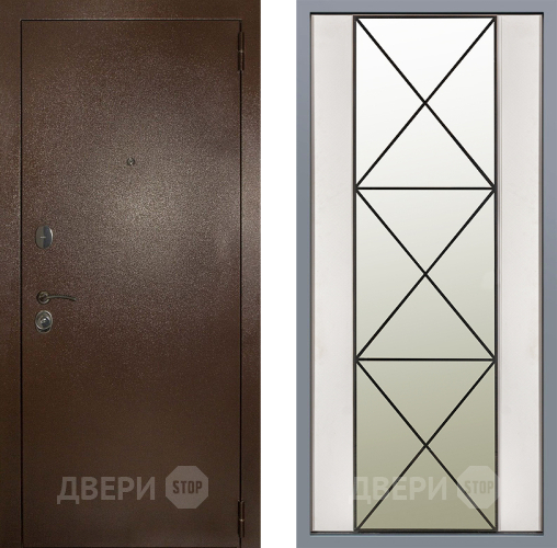 Дверь Заводские двери Эталон 3к антик медь Зеркало Перфекто Структурное дерево в Дзержинском