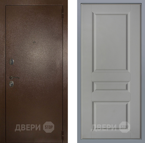 Дверь Заводские двери Эталон 3к антик медь Стокгольм Грей софт в Дзержинском
