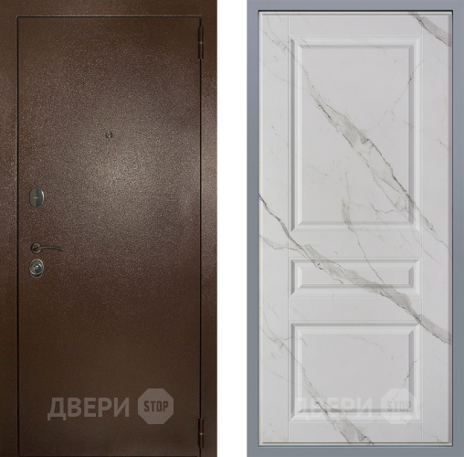 Дверь Заводские двери Эталон 3к антик медь Стокгольм Мрамор белый в Дзержинском