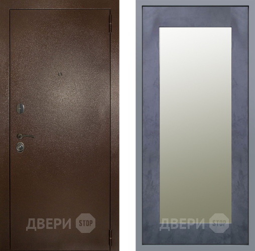 Дверь Заводские двери Эталон 3к антик медь Зеркало Модерн Бетон темный в Дзержинском