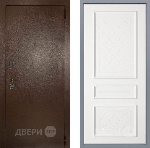 Дверь Заводские двери Эталон 3к антик медь Урбино Белый софт в Дзержинском