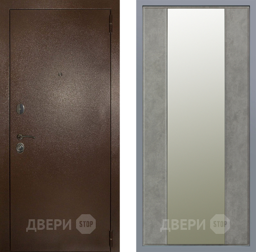 Дверь Заводские двери Эталон 3к антик медь Зеркало Макси Бетон темный в Дзержинском
