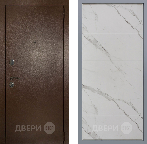 Дверь Заводские двери Эталон 3к антик медь Тривия Мрамор белый в Дзержинском