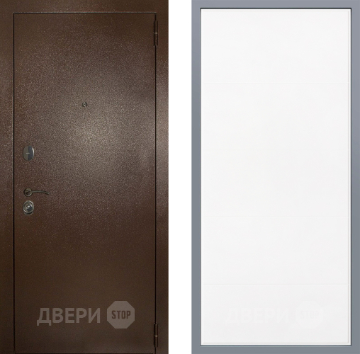 Дверь Заводские двери Эталон 3к антик медь Тривия Белый софт в Дзержинском