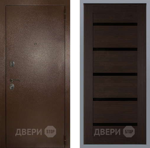 Дверь Заводские двери Эталон 3к антик медь СБ-1 орех тисненый в Дзержинском