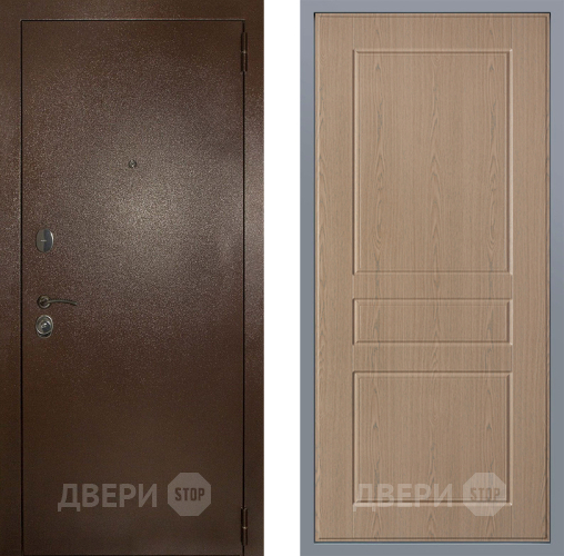 Дверь Заводские двери Эталон 3к антик медь К-2 Беленый дуб в Дзержинском