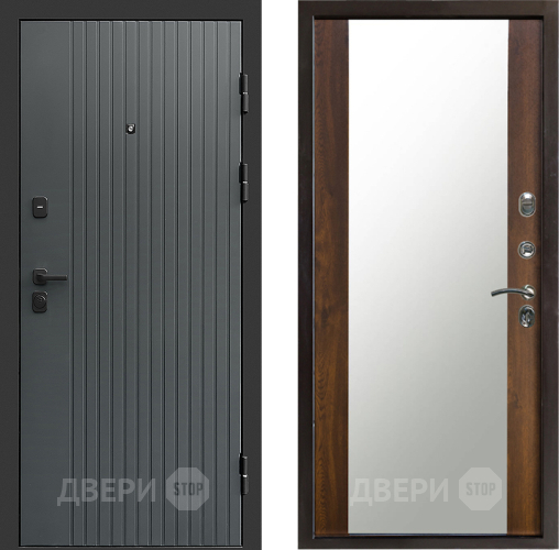 Входная металлическая Дверь Престиж Tvist Grey Зеркало Дуб в Дзержинском