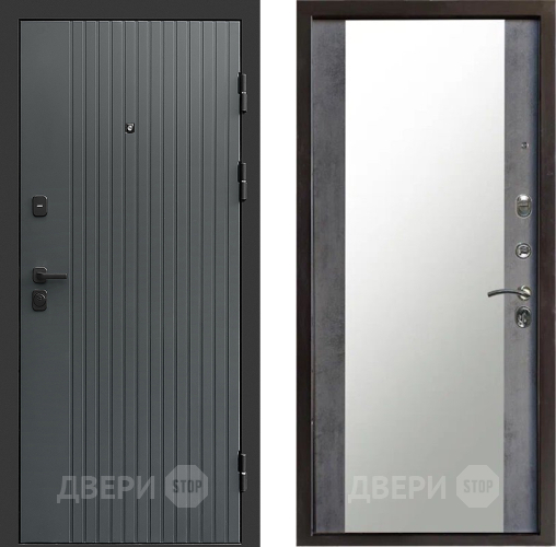 Входная металлическая Дверь Престиж Tvist Grey Зеркало Бетон темный в Дзержинском