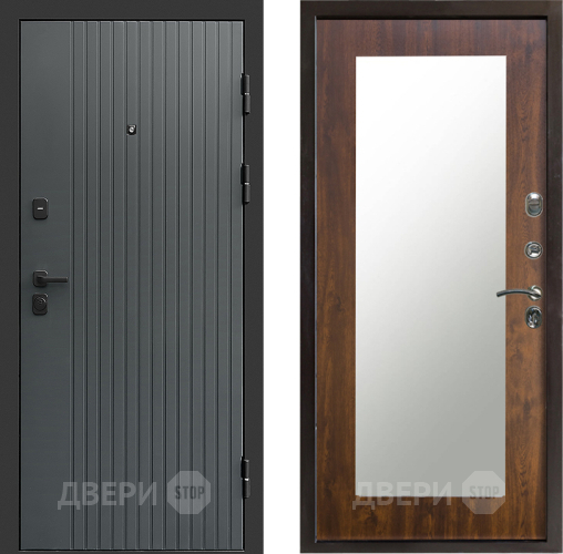 Входная металлическая Дверь Престиж Tvist Grey Зеркло Пастораль Дуб в Дзержинском