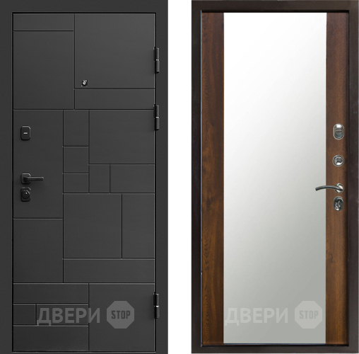 Входная металлическая Дверь Престиж Kvadro Зеркало Дуб в Дзержинском