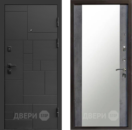 Входная металлическая Дверь Престиж Kvadro Зеркало Бетон темный в Дзержинском