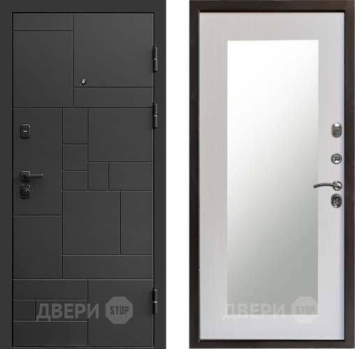Входная металлическая Дверь Престиж Kvadro Зеркло Пастораль Лиственница белая в Дзержинском