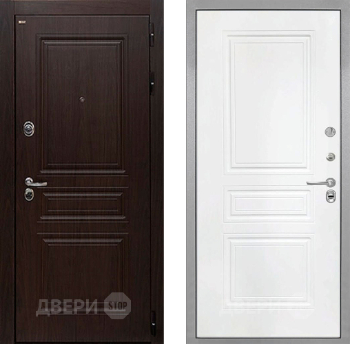 Входная металлическая Дверь Интекрон (INTECRON) Брайтон Тиковое Дерево ФЛ-243 Белый матовый в Дзержинском