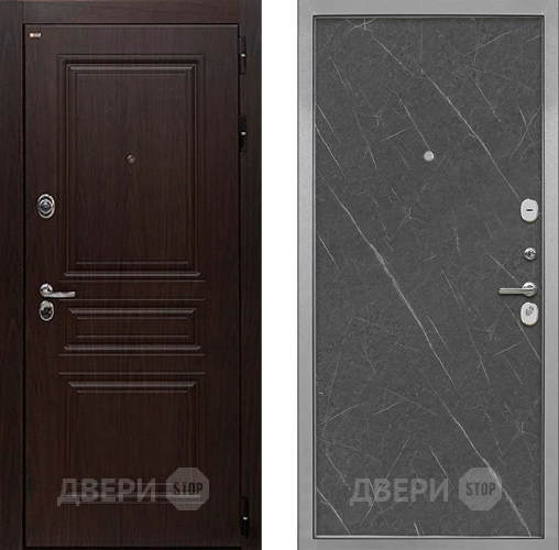 Входная металлическая Дверь Интекрон (INTECRON) Брайтон Тиковое Дерево Гладкая Гранит лава оникс в Дзержинском