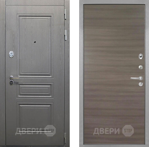 Входная металлическая Дверь Интекрон (INTECRON) Брайтон Графит Гладкая Дуб тоскано поперечный в Дзержинском