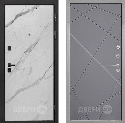 Дверь Интекрон (INTECRON) Профит Black Мрамор Арктик Лучи-М Графит софт в Дзержинском