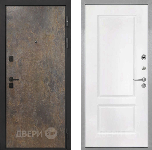 Входная металлическая Дверь Интекрон (INTECRON) Профит Black Гранж КВ-2 Белый матовый в Дзержинском