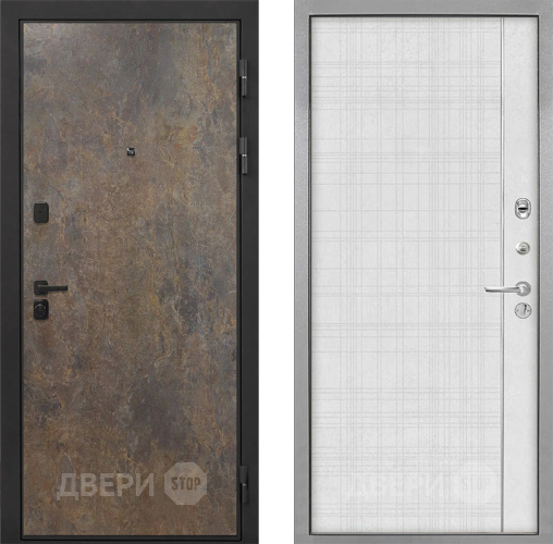 Входная металлическая Дверь Интекрон (INTECRON) Профит Black Гранж В-07 с молдингом Лофт белый в Дзержинском