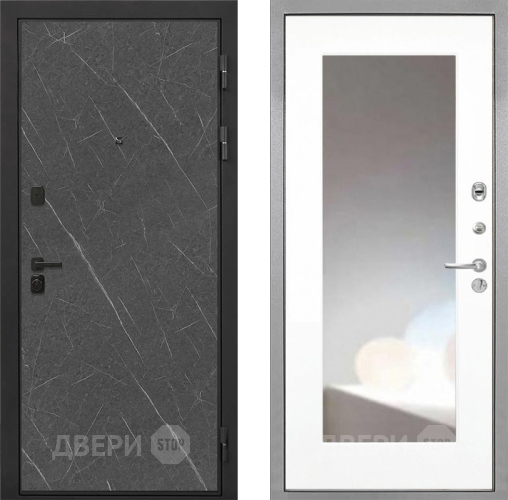 Входная металлическая Дверь Интекрон (INTECRON) Профит Black Гранит Лава Оникс ФЛЗ-120-М Зеркало Белый матовый в Дзержинском