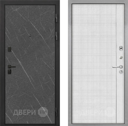 Входная металлическая Дверь Интекрон (INTECRON) Профит Black Гранит Лава Оникс В-07 с молдингом Лофт белый в Дзержинском
