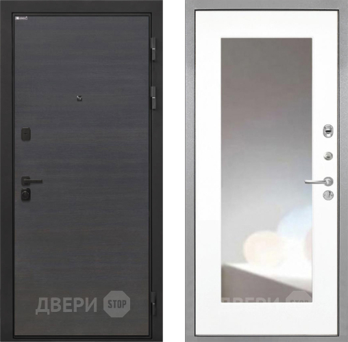 Входная металлическая Дверь Интекрон (INTECRON) Профит Black Эковенге ФЛЗ-120-М Зеркало Белый матовый в Дзержинском