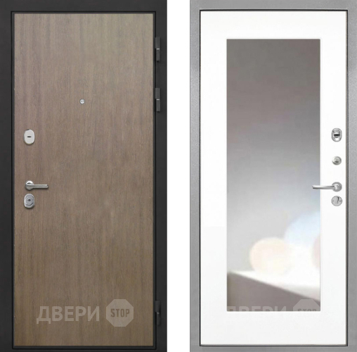 Входная металлическая Дверь Интекрон (INTECRON) Гектор Венге Коричневый ФЛЗ-120-М Зеркало Белый матовый в Дзержинском
