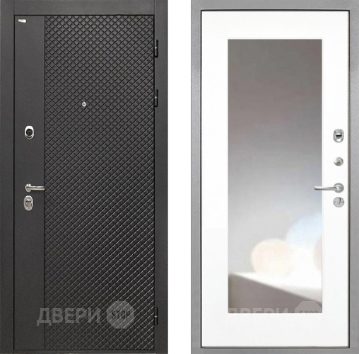 Входная металлическая Дверь Интекрон (INTECRON) Олимпия Black 4К ФЛЗ-120-М Зеркало Белый матовый в Дзержинском