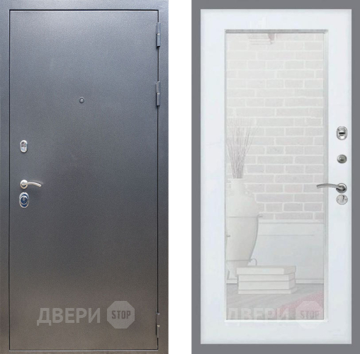 Входная металлическая Дверь Рекс (REX) 11 Зеркало Пастораль Белый ясень в Дзержинском