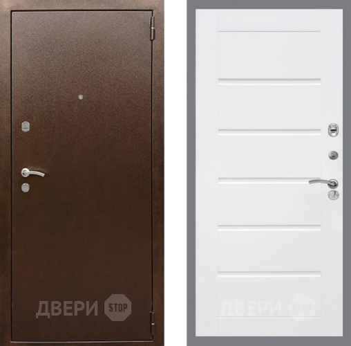 Входная металлическая Дверь Рекс (REX) 1А Медный Антик Сити Белый ясень в Дзержинском