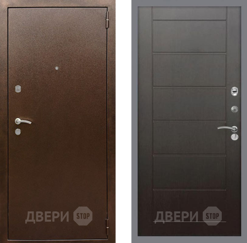 Входная металлическая Дверь Рекс (REX) 1А Медный Антик Сити Венге в Дзержинском