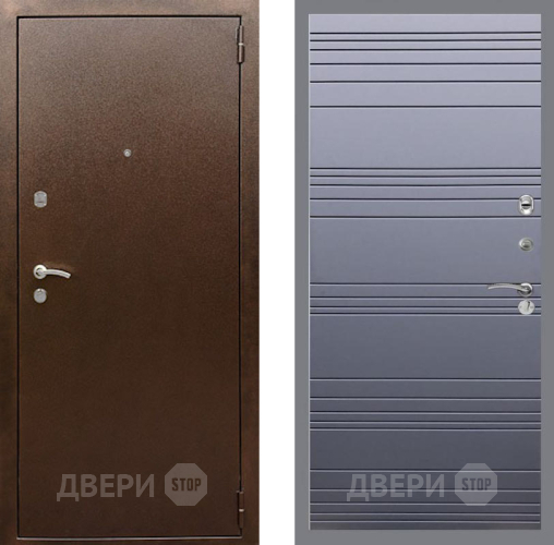 Входная металлическая Дверь Рекс (REX) 1А Медный Антик Line Силк титан в Дзержинском