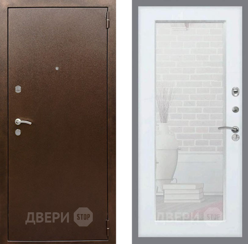 Дверь Рекс (REX) 1А Медный Антик Зеркало Пастораль Белый ясень в Дзержинском
