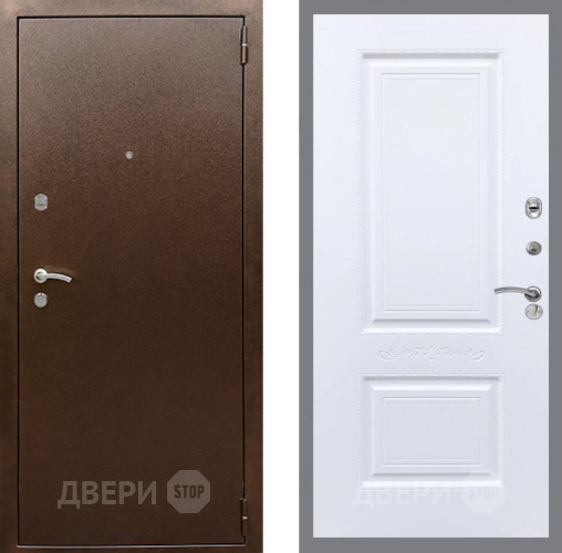 Входная металлическая Дверь Рекс (REX) 1А Медный Антик Смальта Силк Сноу в Дзержинском